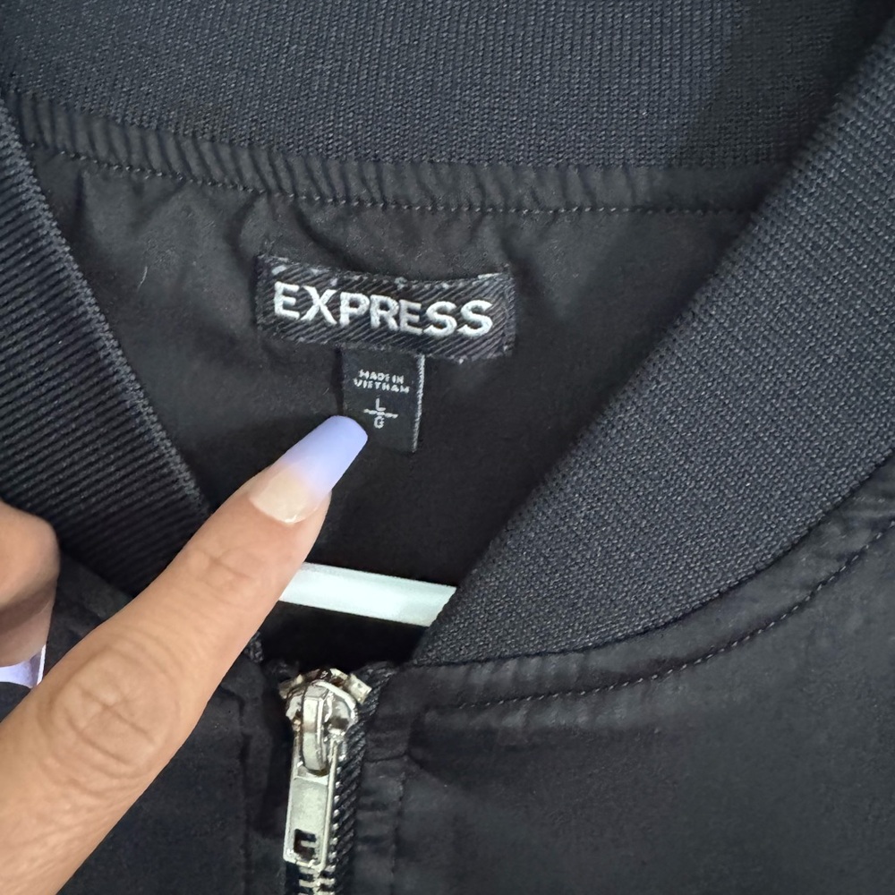 Express Black Bomber Jacket with Ruffle Details - Picture 5 of 6